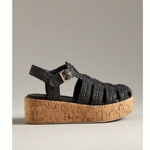 Silent D Fisherman Cork-Bottom Platform Sandals Anthropologie 7 NEW NIB